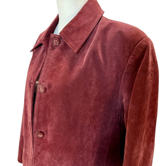 Women's Burgundy Leather Jacket - Picture 2 of 7